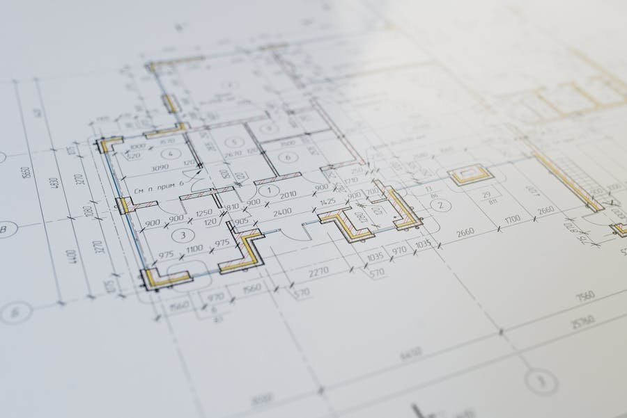 Architectural blueprint detail with measurements.